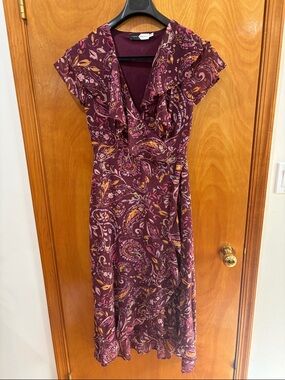Paisley Ruffle Maxi Dress in Burgundy by Piper & Scoot